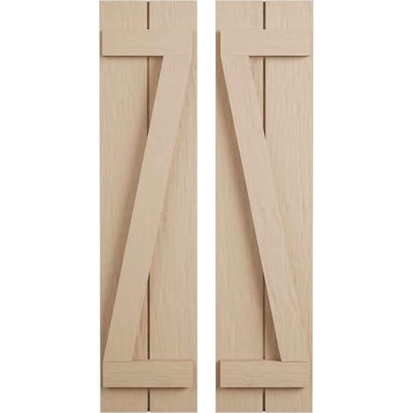 Ekena Millwork Rustic Two Board Joined Board-n-Batten Rough Sawn Faux Wood Shutters w/Z-Board, 11W x 80H, PR SHUBJZ11X80RSPR - main