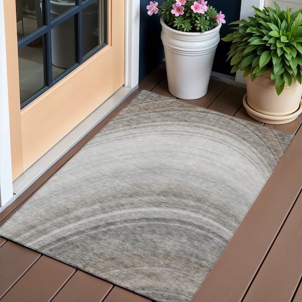 Homeroots 3' X 5' Gray Silver And Beige Abstract Washable Indoor Outdoor Area Rug 577295 - main