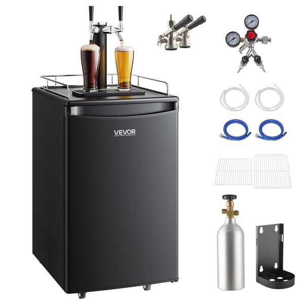 Vevor Beer Kegerator Draft Beer Dispenser Full Size Keg Refrigerator Dual Tap BF152-2 - main
