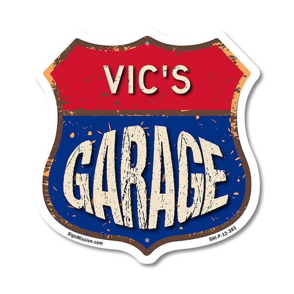 Signmission Vic's Garage, 12 Inch X 12 Inch, Plastic Sign SHI-P-12-383-VIC - main