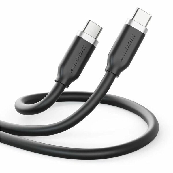 Alogic SILICONE 5A/240W USB2 USB-C TO C MALE CABLE WITH CABLE TIE, BLACK 1M ELSI5U2CCBK1 - main