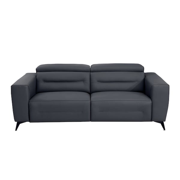 Homeroots 83" Gray Italian Leather USB Reclining Sofa With Black Legs 482209 - main