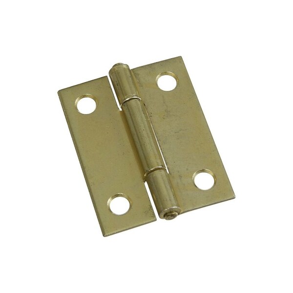 National Hardware Narrow Hinge, 2 in W Frame Leaf, 0.056 in Thick Frame Leaf, Steel, Brass, Fast Spun Pin, 2PK N146-175 - main