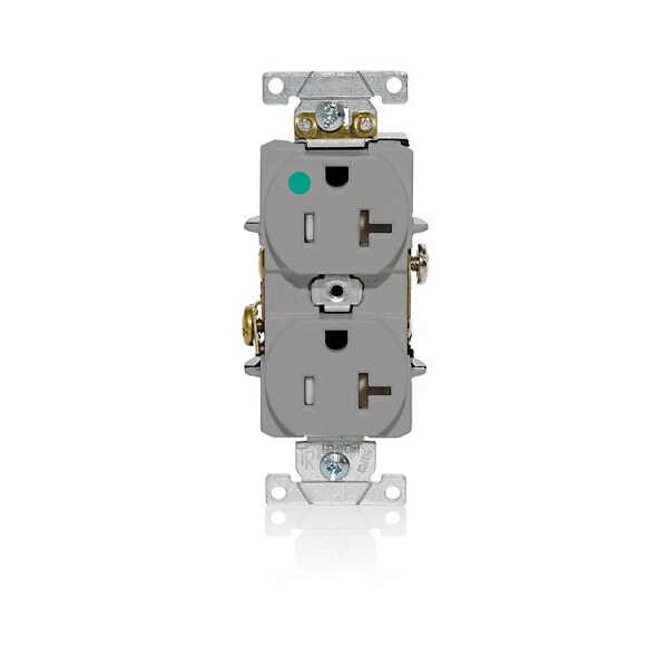 Leviton Duplex Outlet, Gray 20A, 125V, TR T8300-GY - main