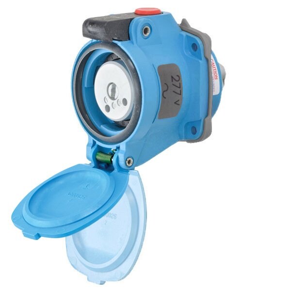 Meltric DSN20 RECEPTACLE POLY BLUE SIZE 1 TYPE 4X IP 69 1P+N+G 20 A 277 VAC 60 Hz NO AUX 63-14045 - main