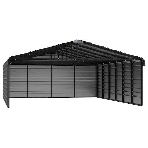 Arrow Storage Products 20 x 29 x 7 ft Charcoal Steel Carport with 3 Wall Kits CPHC202907ECL3 - main