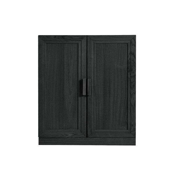 Homeroots Set Of Two Black Wood Corner Accent Cabinet With Two Doors 719689 - main
