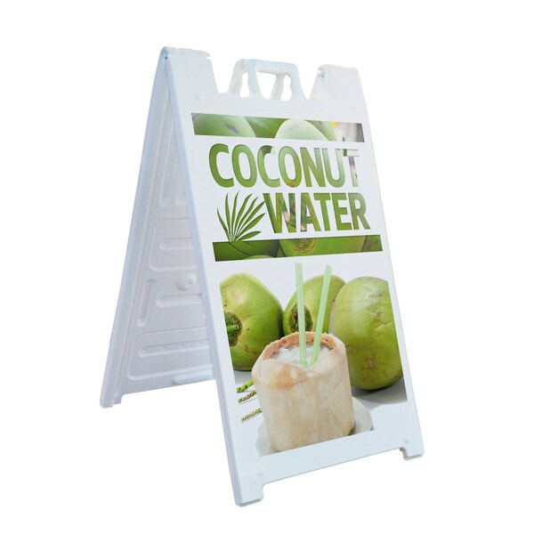 Signmission Coconut Water, A-Frame & 2 Decals Installed, Heavy-Duty Plastic Frame SBHD-D-2436-Coconut Water - main