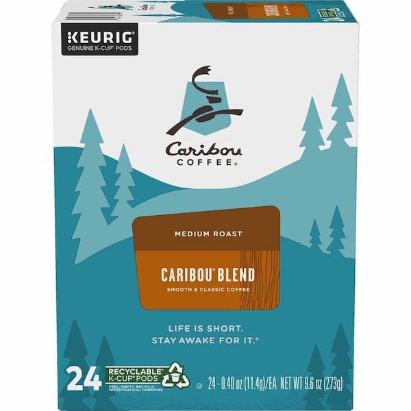 Caribou Coffee Coffee, Caribou Blend, Pod, Caffeinated, Ground, 9.6 oz, 24 PK 6992 - main