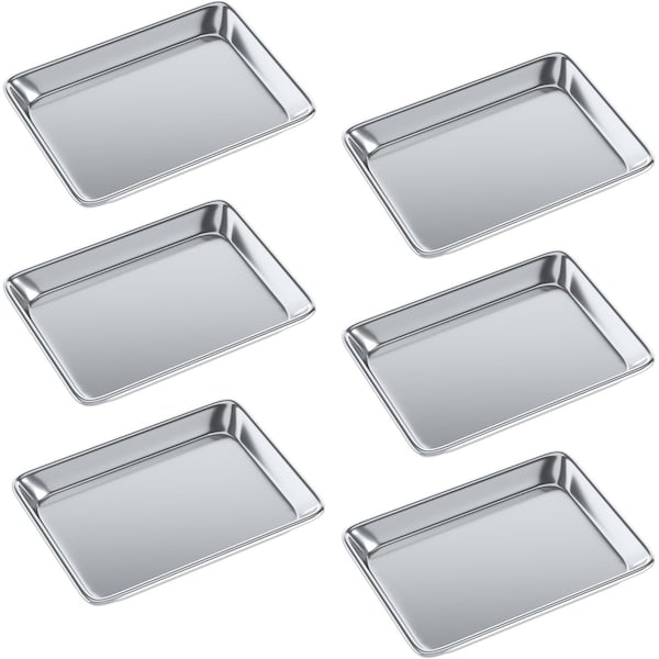Amgood 13 in. x 10 in. 19 Gauge Quarter Size Aluminum Bun / Sheet Pan, 6PK SBP-19G-1013-6PK-Z - main