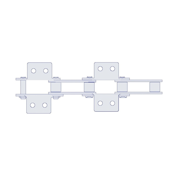 Hkk Chain HKK Double Pitch Riv Standard Conveyor w/K-2 Att Every 2nd P on Pin Link, 2 P, 5/8 Dia x 5/8 W DC080RK2E2P - main