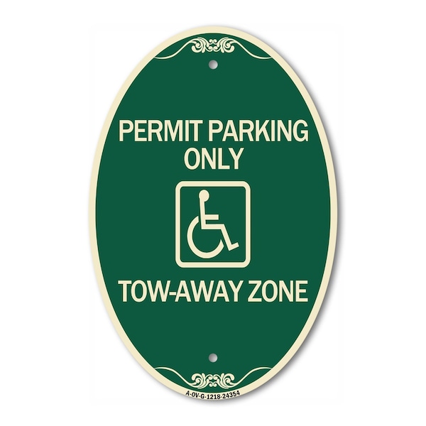 Signmission Accessible Permit Parking Only Tow-Away Zone , 12 In X 18 In Architectural, Heavy Gauge Aluminum A-OV-G-1218-24354 - main