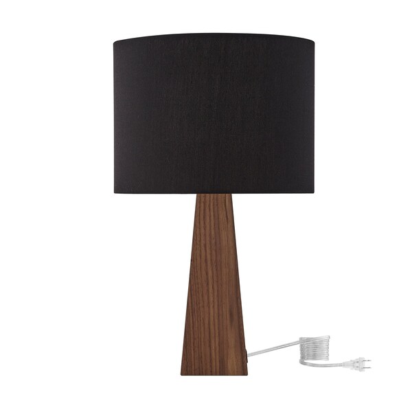 Homeroots 20" Black Solid Wood USB Table Lamp With Black Drum Shade 530950 - main