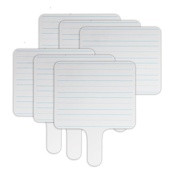 Flipside Two-Sided Rectangular Dry Erase Writing Paddle, Lined/Blank, 7.75" x 10", 6PK ER18002-6 - main