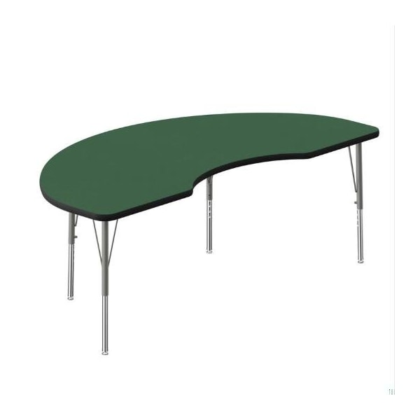 Correll Kidney HPL Activity Table, 72 in W, 36 in L, 19 in to 29 in H, Particleboard, Green A3672-KID-39-14-09 - main