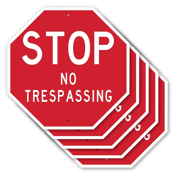 Signmission Stop No Trespassing, 10 inch X 10 inch, Aluminum Metal Signs, 5PK OC-A-5Pack-10-264 - main