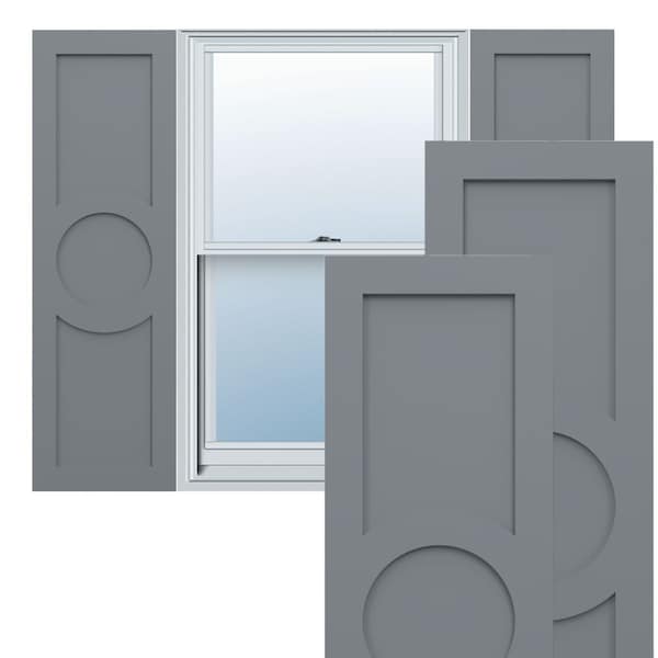 Ekena Millwork True Fit PVC Center Circle Arts & Crafts Fixed Mount Shutters, Ocean Swell, 18W x 32H, PR TFP001AC18X032CH - main