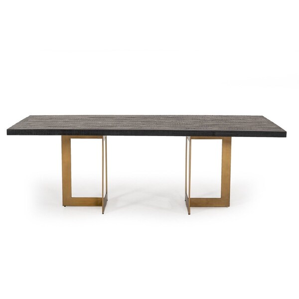 Homeroots 87" Black And Brass Rectangular Dining Table 486033 - main