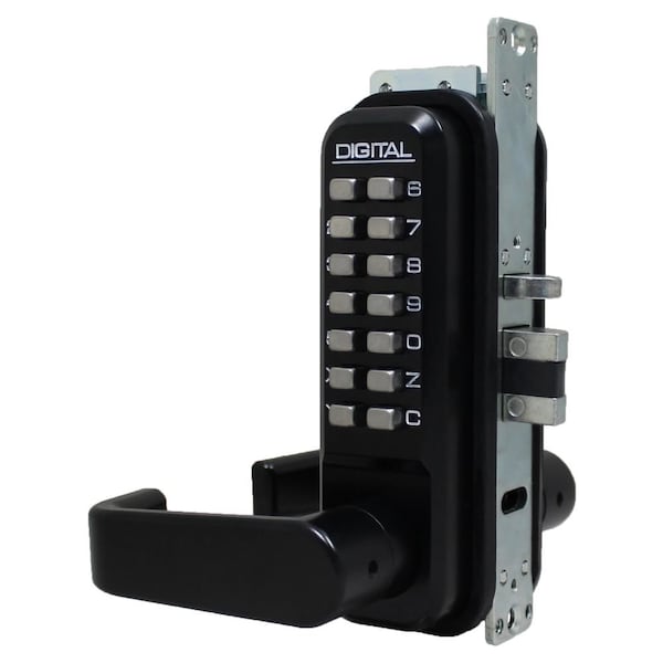 Lockey Usa Mechanical Keyless Mortised Latch, Single Sided, Jet Black 2985JBMG - main