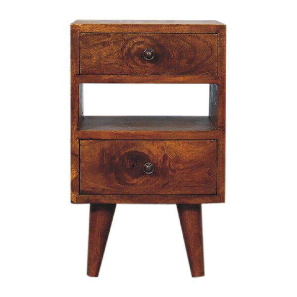 Homeroots 20" Brown Solid Wood Two Drawer Nightstand 701705 - main