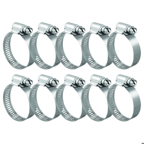 Grizzly Supply Hose Clamp, SAE 12, 304 Stainless Steel, 11/16 to 1-1/4 in Clamping Dia, 10PK #12S HC - main