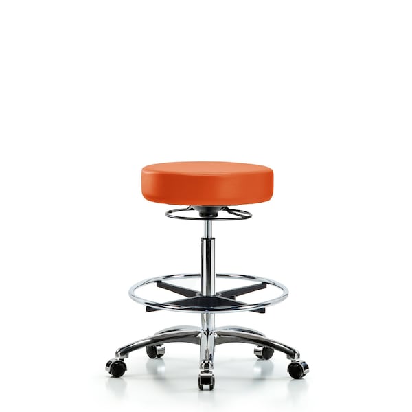 Blue Ridge Ergonomics Bench Stool, Hi, Chrm, Vin, CF, Castrs, Orange BR-VHBSO-CR-CF-CC-8613 - main