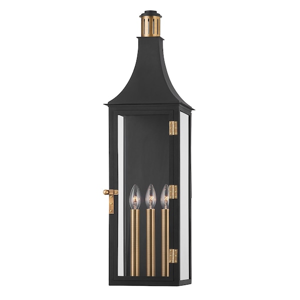 Troy Lighting Wes 3 Light Exterior 8.75 In. Patina Brass B7831-PBR/TBK - main