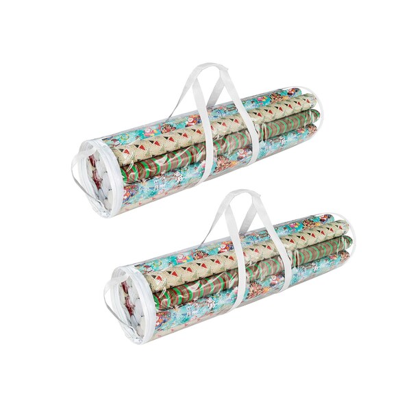 Elf Stor Wrapping Paper Storage Bags Clear Totes with Handles for Organizing 30in Rolls, 2PK 83-DT5053 - main