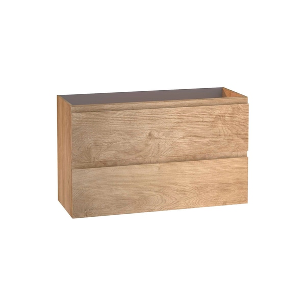 Homeroots 32" Oak Wood Freestanding Bathroom Vanity With White Sink And Two Drawers 627469 - main
