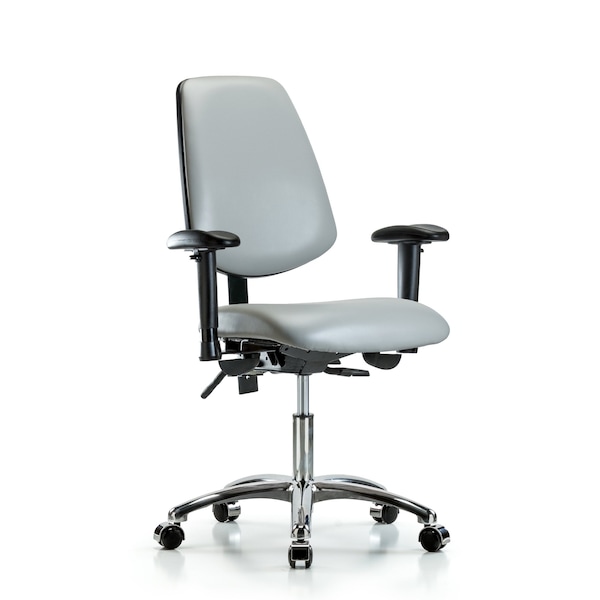 Blue Ridge Ergonomics Desk Chair Desk Chair, Vinyl, Med, Bk, Cast, Dov, Adjustable Arms, 18" to 23" Height, Vinyl, Dove BR-VDHCH-MB-CR-T1-A1-CC-8567 - main