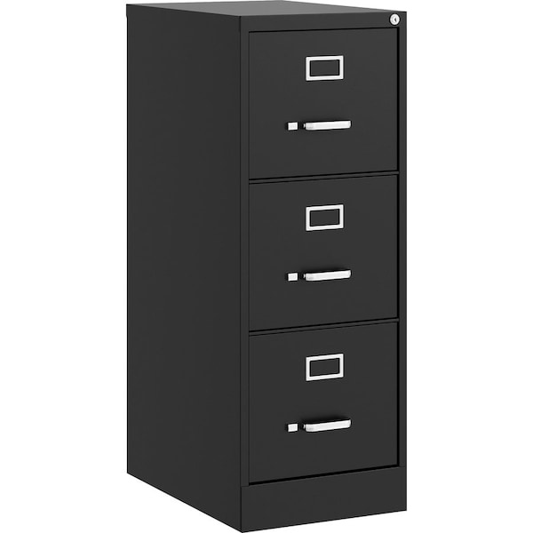 Lorell Fortress Series 3-Drawer Vertical File Cabinet, 15" x 22" x 40.2", Black LLR42297 - main