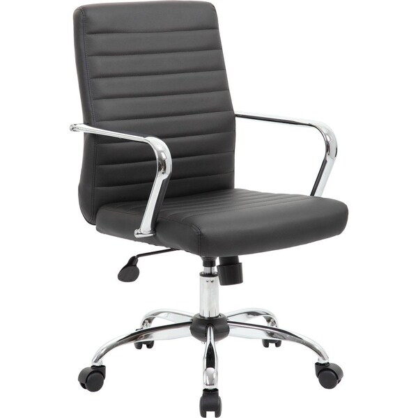 Norstar Boss Retro Task Chair with Chrome Fixed Arms, Black B436C-CP - main
