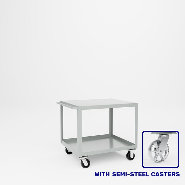 Pucel Heavy Duty Shop Truck, 36 in W x 30 in D x 33.5 in H, Two Shelves, Push Handle, Light Blue 3036-DT-2S - main