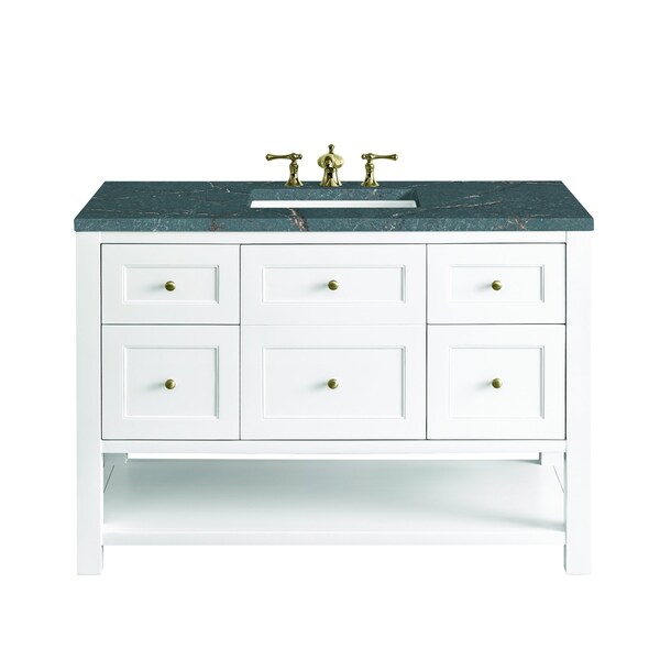 James Martin Vanities Breckenridge 48'' S Vanity, Bright White w/ Parisien Bleu Top w/FreePower Wireless Charger 330-V48-BW-FPBL - main