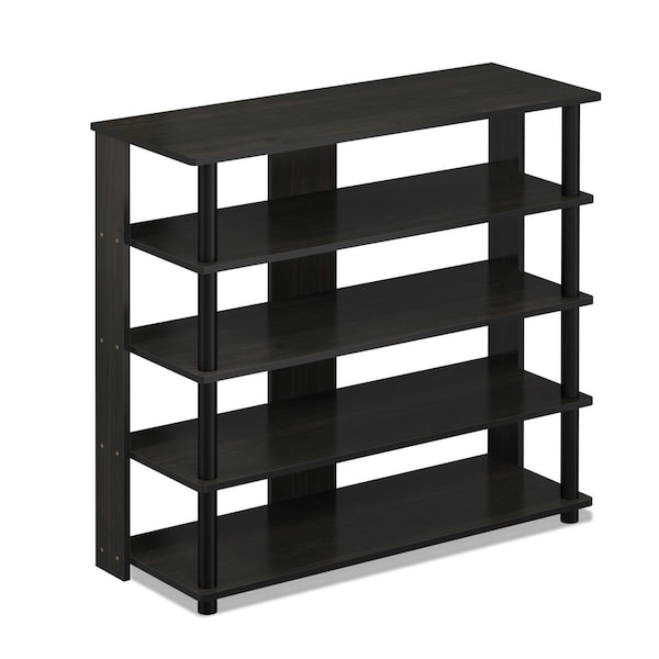Furinno 17081EX-BK Turn-N-Tube 5 Tier Wide Shoe Rack, Espresso & Black 17081EX/BK - main