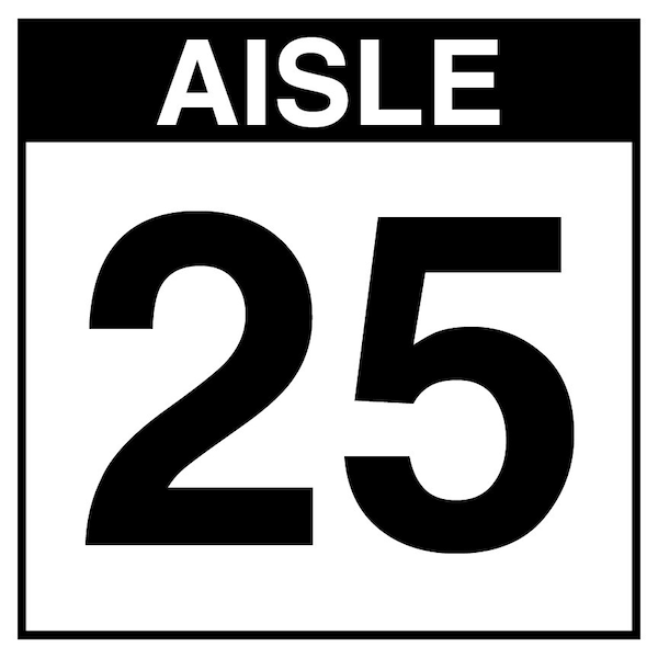5S Supplies Warehouse Aisle 25 Sign - 12in x 12in - SINGLE - BRKT - PVC AISLE25-12X12-SINGLE-BRKT - main