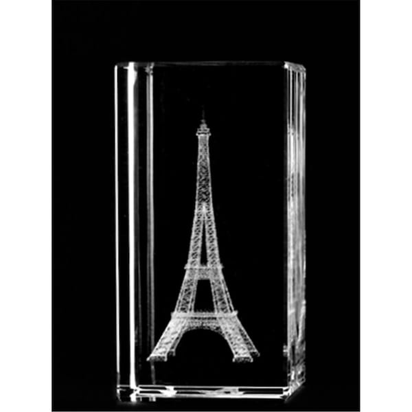 Happyholidays 1159-100-23 4 L x 2 H x 2 W in. Crystal Laser-Engraved Eiffel Tower Monuments Laser-Cut HA2558594 - main