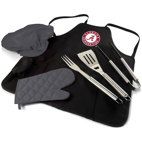Picnic Time Family Of Brands NCAA Alabama Crimson Tide BBQ Apron Tote Pro Grill Set, Heavy Duty BBQ Apron For Men 635-88-179-004-0 - main