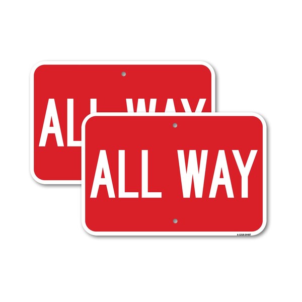 Signmission All Way, 18'' X 24'' 2 Signs, Heavy Gauge Aluminum, 2PK A-1824-2PACK-24407 - main