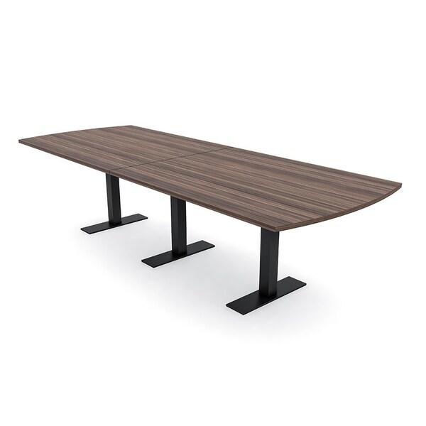 Skutchi Designs 10 Person Conference Table With Power Unit | 10' Arc Rectangle Table | Harmony Series HAR-AREC-48X120-T.BK-H3041-NA - main