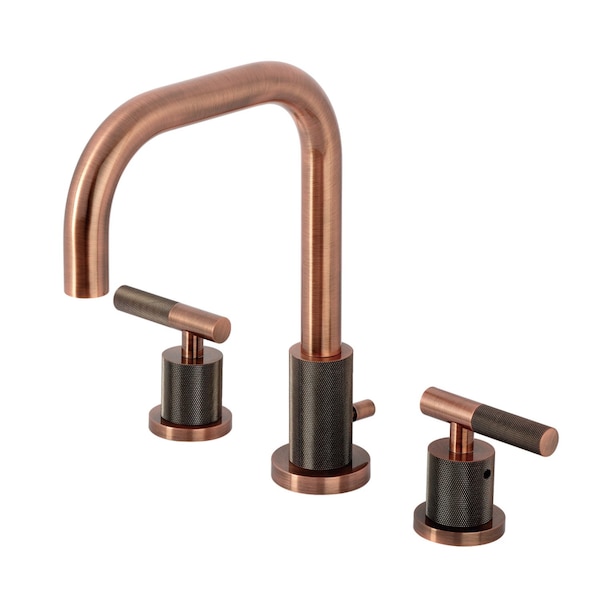 Kingston Brass Widespread Bathroom Faucet with Knurled Handle and Brass Pop-Up, Antique Copper FSC893KNLAC - main