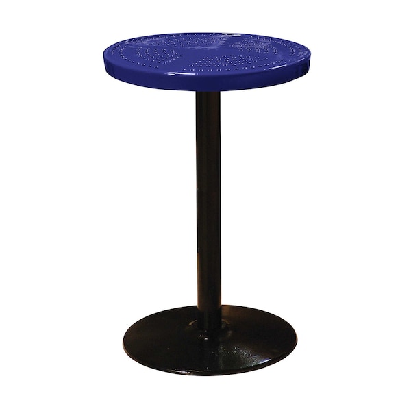 Leisure Craft 24" Round Perforated Pedestal Table, Portable, 40"H, Navy 24TAB40-NAVY - main
