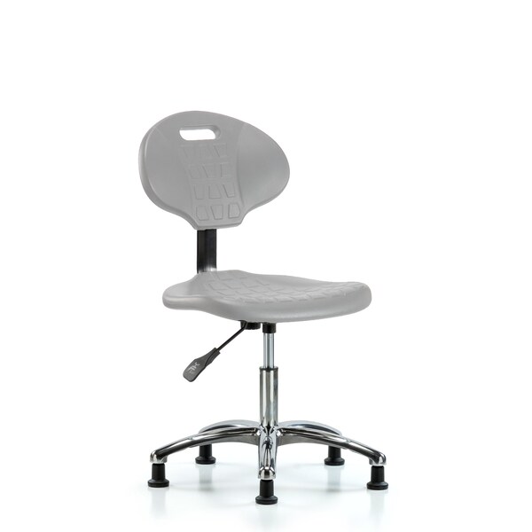 Blue Ridge Ergonomics Erie Polyurethane Chair Chrome - Desk Height with Stationary Glides in Gray Polyurethane TPDHCH-CR-A0-RG-GRY - main