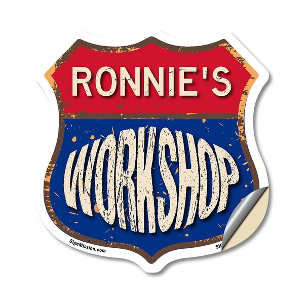 Signmission Ronnie's Workshop, 12 Inch X 12 Inch, Vinyl Decal SHI-D-12-489-RONNIE - main