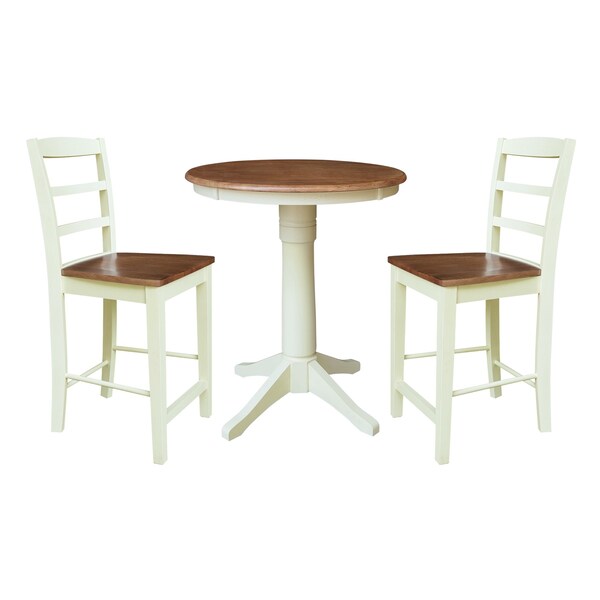 Whitewood Industries Rectangular Fixed Top Table W/ 2 Stools, 30 in W, 35.1 in L, 30 in H, Parawood, Hickory/Shell K79-30RT-27B-S402-2 - main