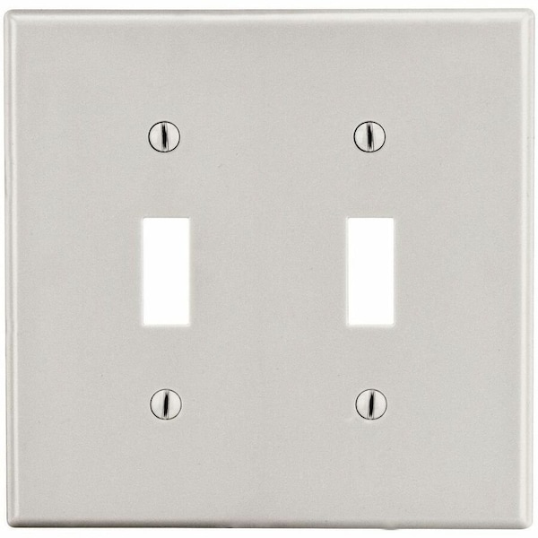 Hubbell Wiring Device-Kellems Wallplate, 2-Gang, 2) Toggle, Light Almond P2LA - main