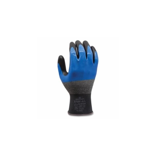 Showa 376 General Purpose Nitrile/Nitrile Foam Coated Palm Gloves, 7/Medium, Black/Blue 845-376M-07 - main