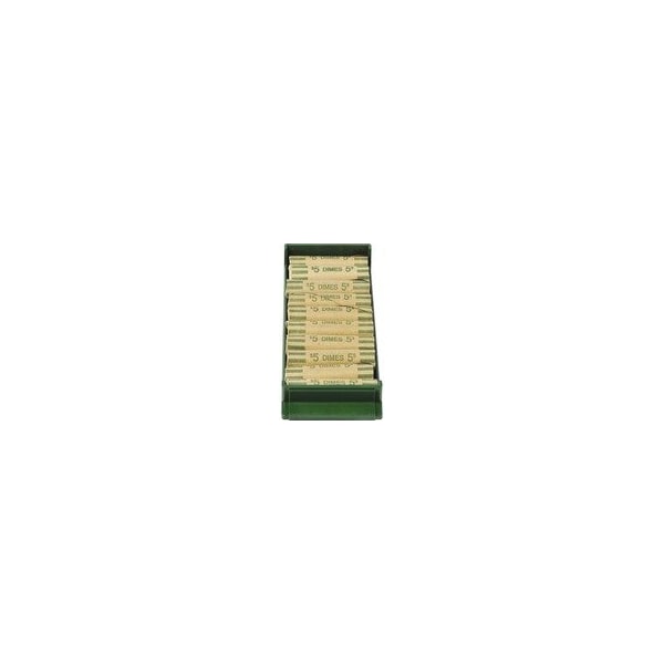 Controltek Coin Trays for Dimes, Stackable, 10 Coin Compartment(s), Green, Plastic, 2PK 560562 - main