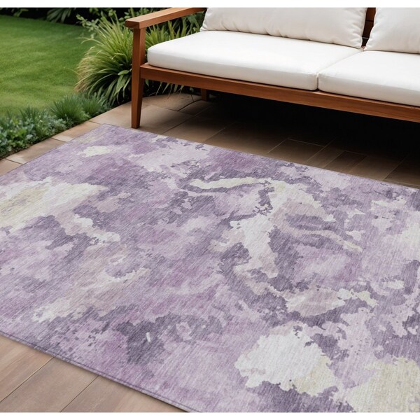 Homeroots 9' X 12' Lavender And Lilac Abstract Washable Indoor Outdoor Area Rug 609574 - main