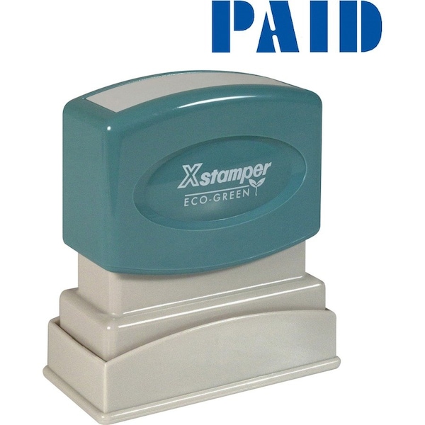 Shachihata Xstamper Pre-Inked Message Stamp, PAID, 1-5/8" x 1/2", Blue 1335 - main